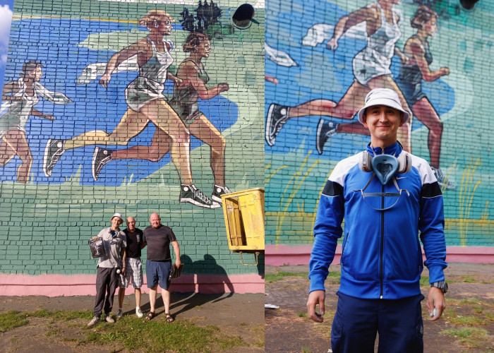Уличные художники расписали стену спортзала "Витязя"