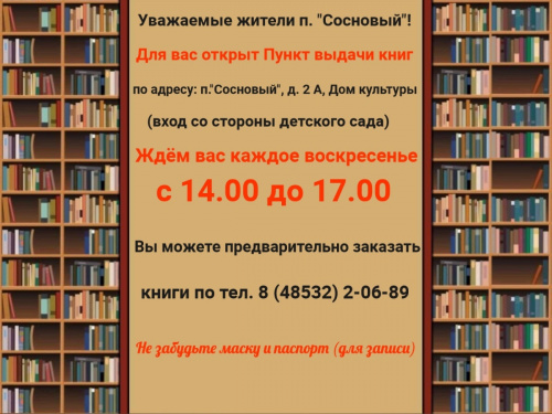 Открыт пункт выдачи книг в Сосновом